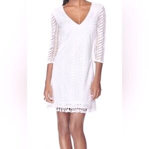 Lilly Pulitzer CROCHET ZEBRA LACE dress in Resort White-Size L - EUC
